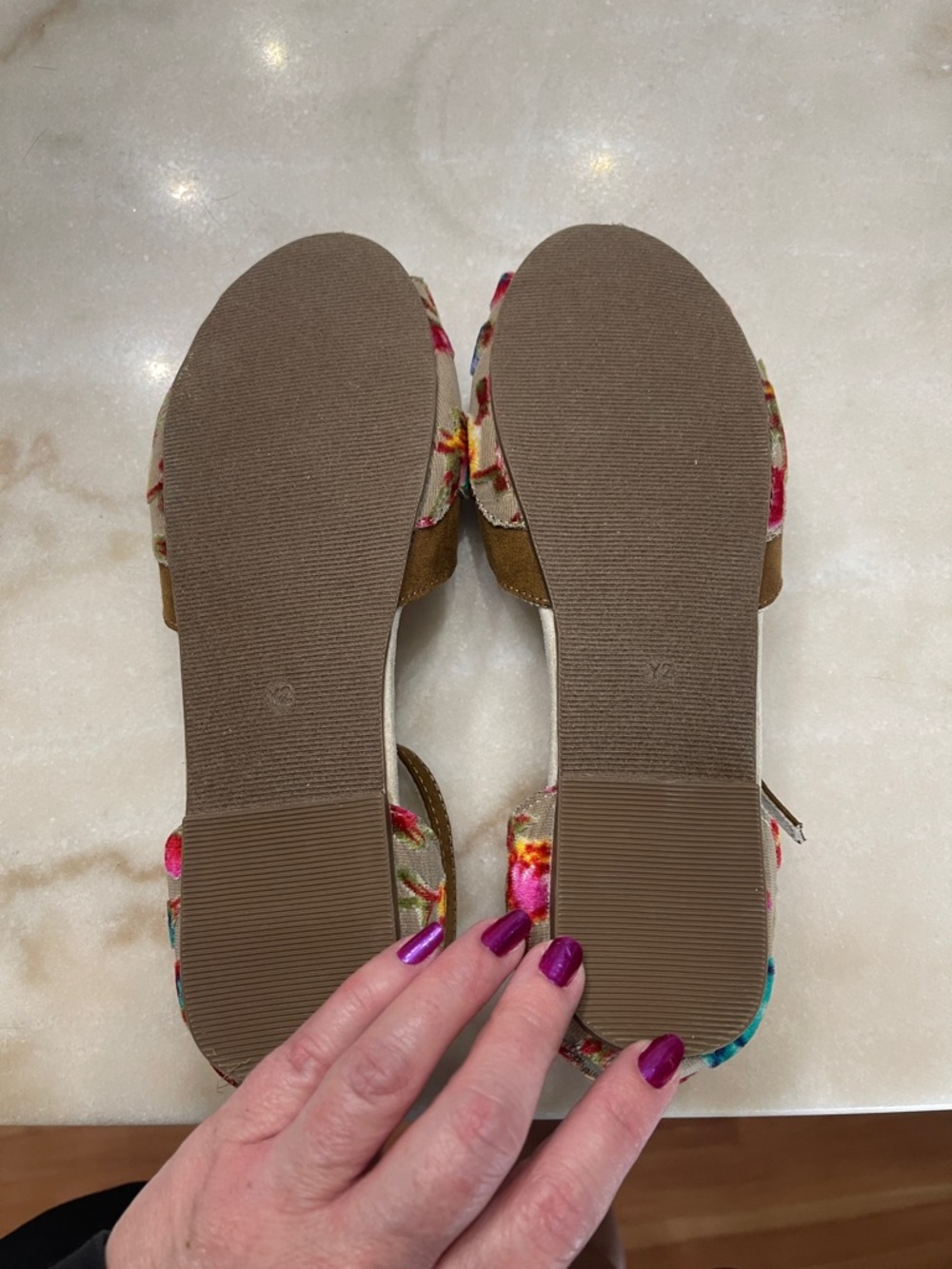 Joyfolie Girls Multicolor Floral Embroidered Tan Stella Flat Sandals - Picture 7 of 7